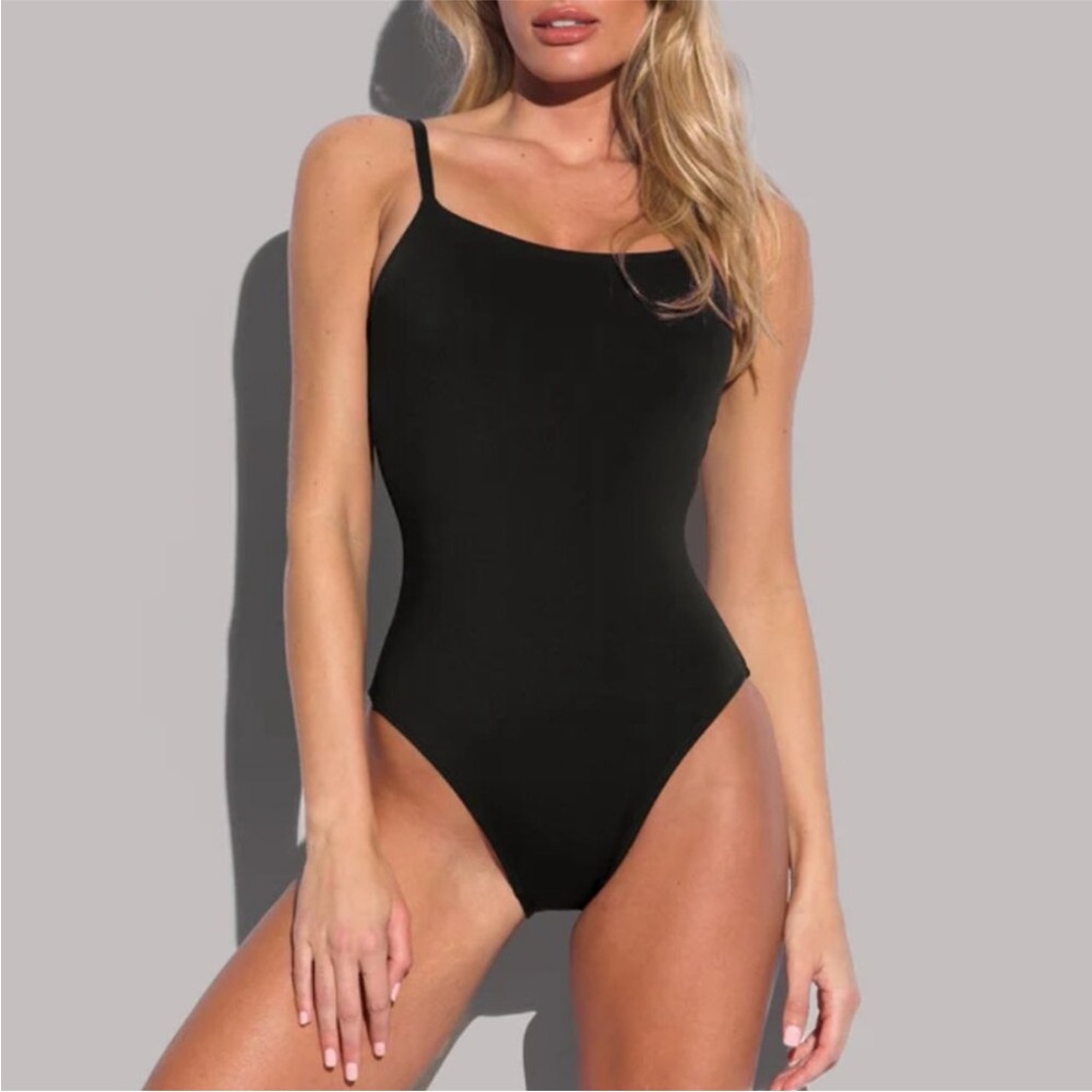 New TA3 Lacey Black Lace Up Shaping One Piece Swimsuit Large Short Shapewear